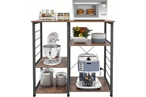 SDHYL Coffee Bar, 35 inch Bakers Rack Microwave Stand with 4 Storage Shelves, Kitchen Shelves Organizers Bakers Racks with Storage, Microwave Table Coffee Station Table for Home Kitchen Bathroom