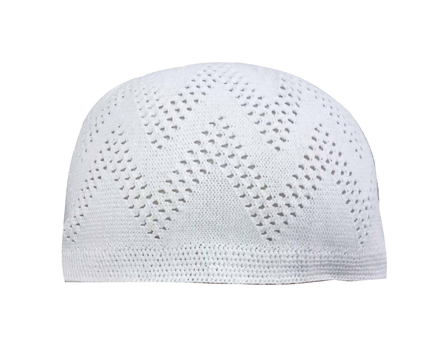 WHITE Eid Koofi Kufi Cap Mens Muslim Designer stretchable Prayer Topi