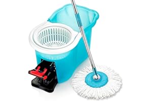 Hurricane Spin Mop As Seen On TV Mop & Bucket Cleaning System by BulbHead, Spin Away Germy, Dirty Water - Super-Absorbent Microfiber Mop Head Holds 10X Weight, Reaches Anywhere - Pole Lays Flat