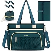 RAINSMORE Diaper Bag Tote, Large Diaper Baby Bag Waterproof Multifunctional Diaper Bag with Pacifier Case & Changing Pad