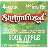 Shrumfuzed Proprietary Nootropic Gummy 3200mg - Lion's Mane, Reishi, Chaga, and Cordycep Nootropic Tripee Mushroom Blend (4, Sour Apple)