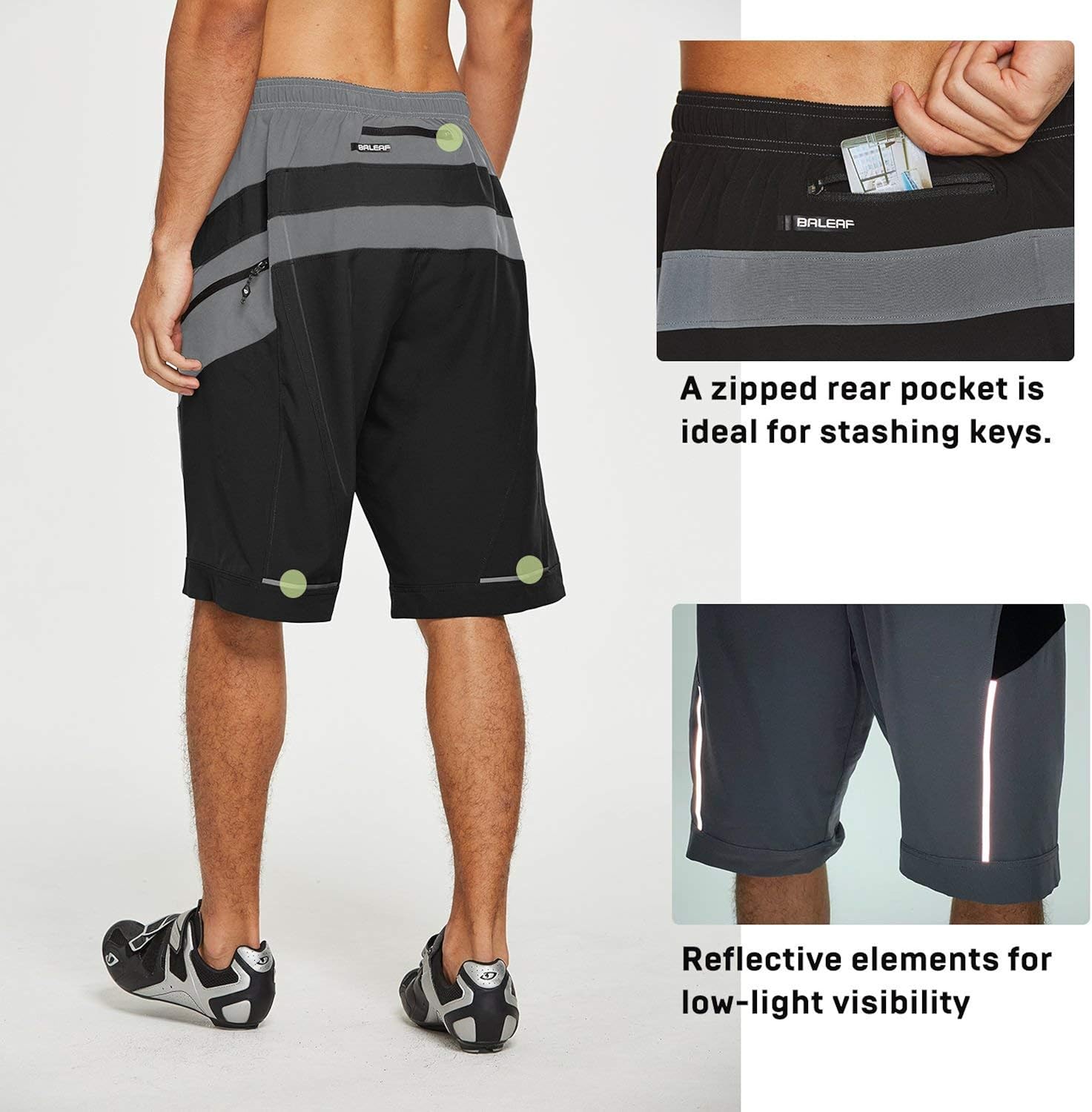 BALEAF Men's Mountain Bike Shorts 3D Padded MTB Bicycle Shorts Loose Fit Lightweight UPF 50+: Clothing