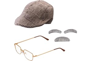Beelittle Old Man Costume Grandpa Accessories Men Beret Hat Glasses Moustache Eyebrows Set