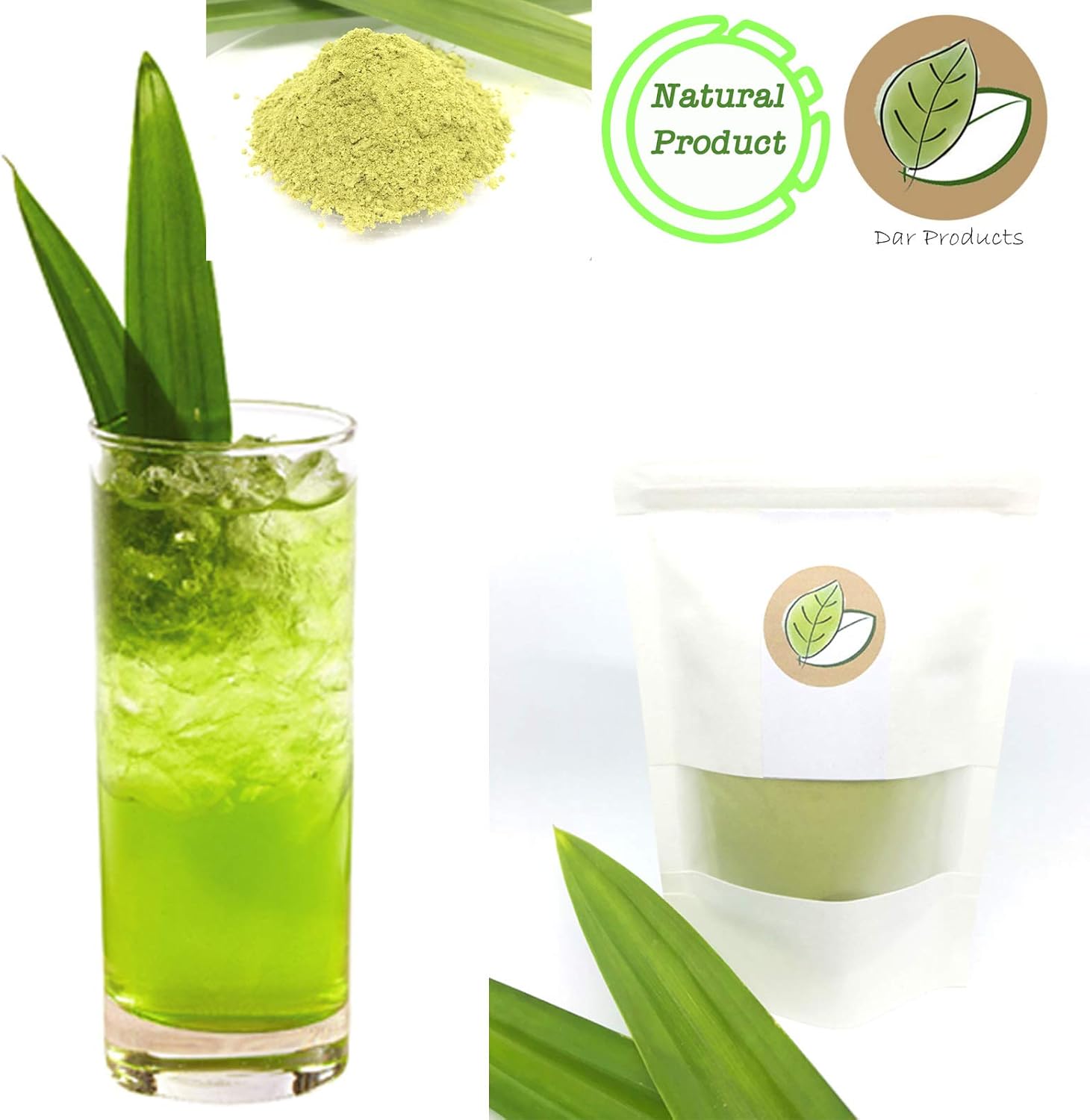 Pure Fragrant Pandan Leaf Extract Powder l Aromatic Herbal Thai Tea, Quenching Thirst