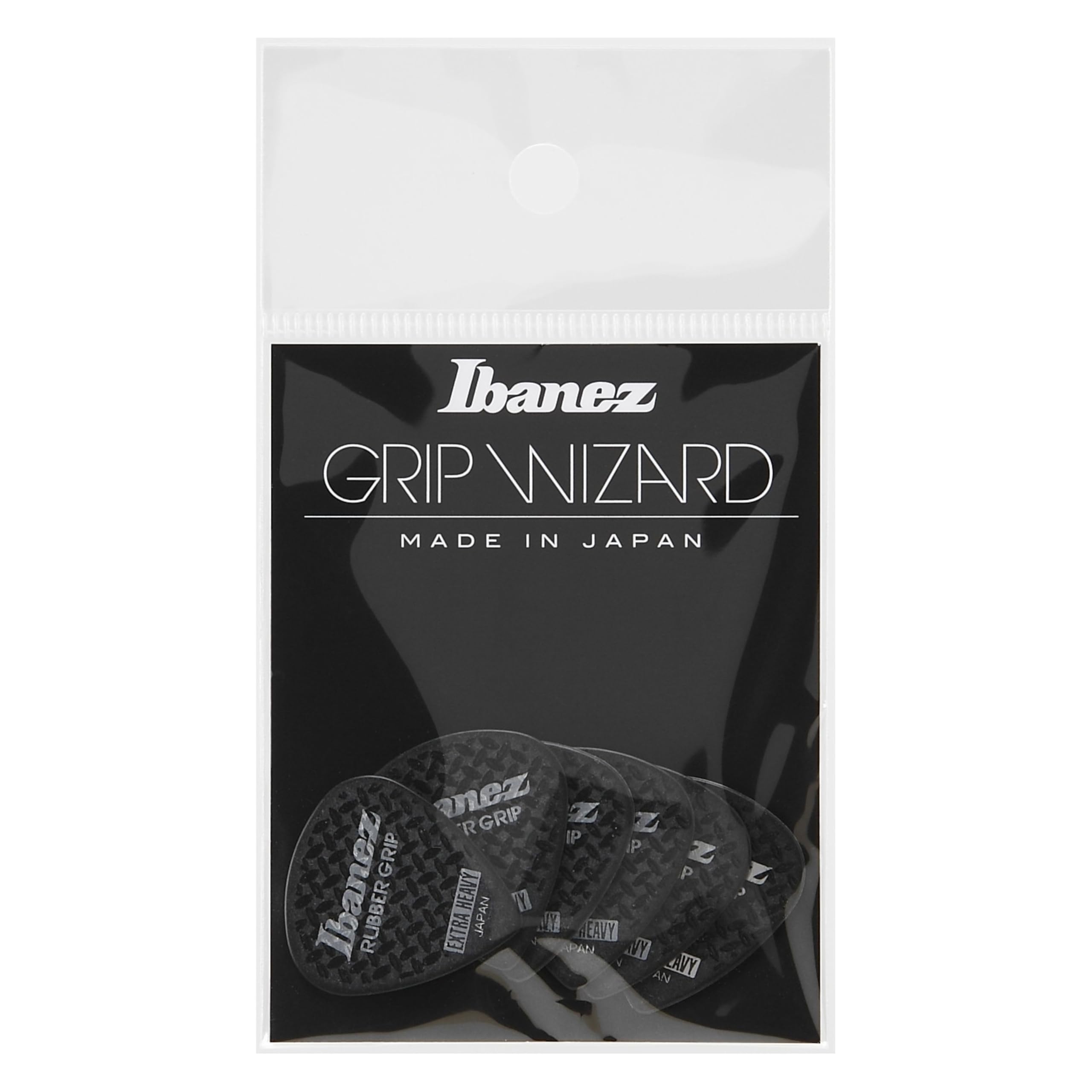 IBANEZ Grip Wizard Series (PPA16XRG-BK) Rubber Grip Flat Pick Black Pack of 6 โ image 1