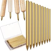Therwen 12 Pack 3.5" Brass Nails for Flint Knapping, 20d Gold Stone Tool | Pressure Flaking Kit, Stone Refining Use, Wood or Antler Handle Ready, Pointed Tips, Precision Work, Storage Case