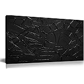 SKYRISE Large Hand Painting 3D Textured Canvas Wall Art for Living Room, Neutral Abstract Black Minimalismt Painting Handmade Picture Artwork Wall-Decor for Bedroom Office, Size 40x20 inches
