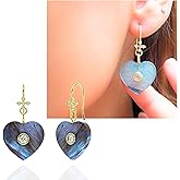 Heart-Shaped Gemstone Earrings for Women – Natural White Topaz Accent – Real 925 Sterling Silver with 18K Gold Plating – Dainty Flower Ear Wire – Romantic Fine Jewelry Gift