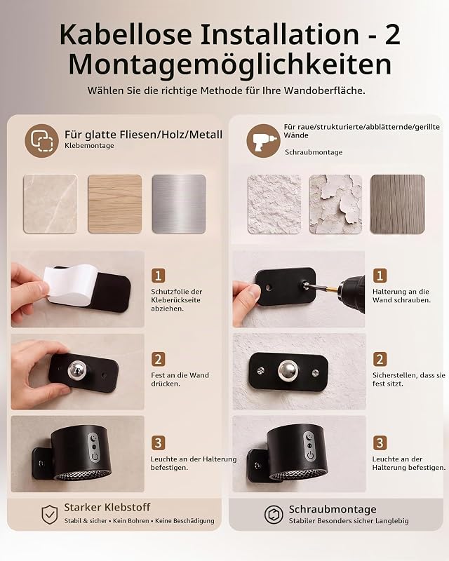 2ER LED Wandleuchte Innen Akku RGB mit Fernbedienung — Foto 4 von 8