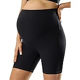 POSHDIVAH Ribbed Maternity Biker Shorts Over The Belly for Women - 5"/8" Buttery Soft Pregnancy Workout Athletic Short