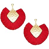 Tassel Hoop Earring Statement Thread Dangle Earrings Stylish Long Fringe Drop Earrings Lightweight Long Swingy French Hook Earrings for Women