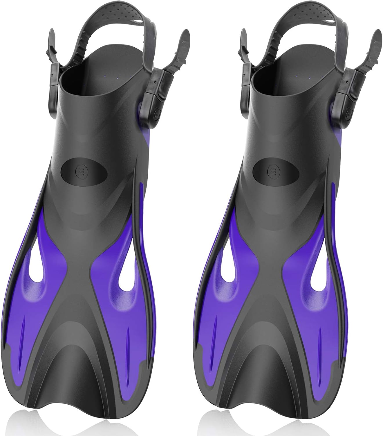 Snorkel Fins, Swim Fins with Adjustable Buckles, Open Heel, Travel Size, Keel Diversion Groove Design for Snorkeling, Scuba Diving, Swimming, Compact Fins for Women and Men : Sports & Outdoors