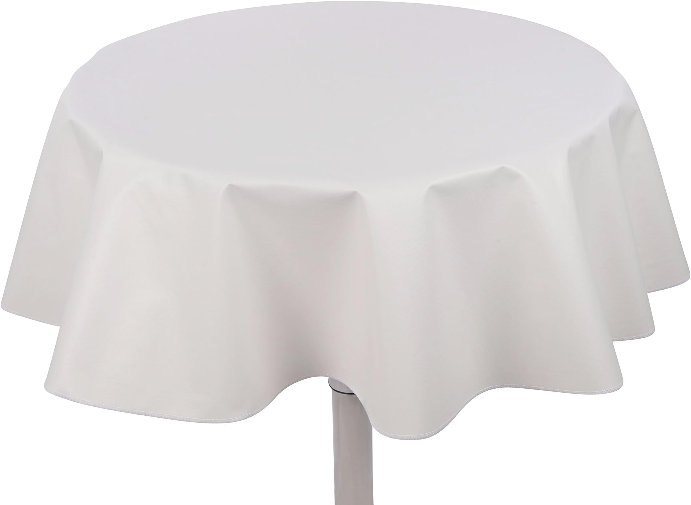 Yourtablecloth Heavy Duty Flannel Backed Round Vinyl Tablecloth – 6 Gauge Thickness, Indoor and Outdoor & Easy to Clean 60” White