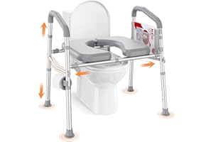 PopWise Toilet Seat Riser for Seniors, Anti-Wobble Anti-Tip Design Premium Rocket Steel, 500 lb Raised Toilet Seat for Handic