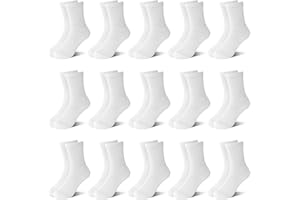 ZERULETS 15 Pairs Toddler Socks Kids Socks Boys Crew School Athletic Mid Calf Dress Socks for Boys Children 1-13 Years