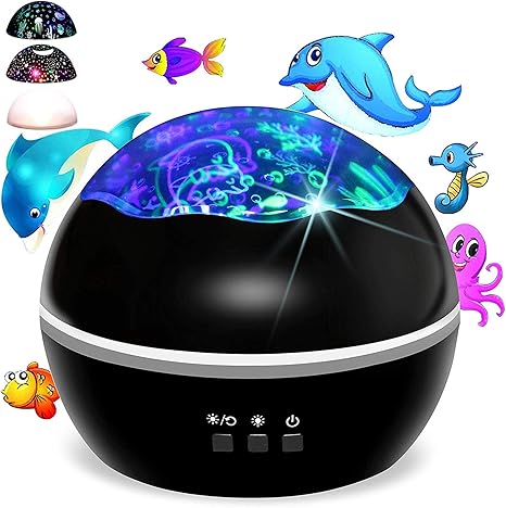 yhmae luces nocturnas para ninos luz nocturna estroboscopica proyector de cuna de luna giratoria y proyector de oceano lampara de iluminacion