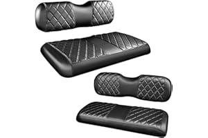 NOKINS 4PCS Golf Cart ET Diamond Seat Covers Kit,Front and Rear Seat Covers for EZGO TXT 1994-2013 Original Regular Seat Cush
