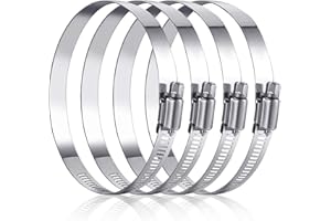 BURBIFRO Hose Clamp,Pipe Clamp,6 Inch Adjustable Stainless Steel Duct Clamp - Corrosion-Resistant, Durable, and Easy Installation for Air Ducts(4 Pack)