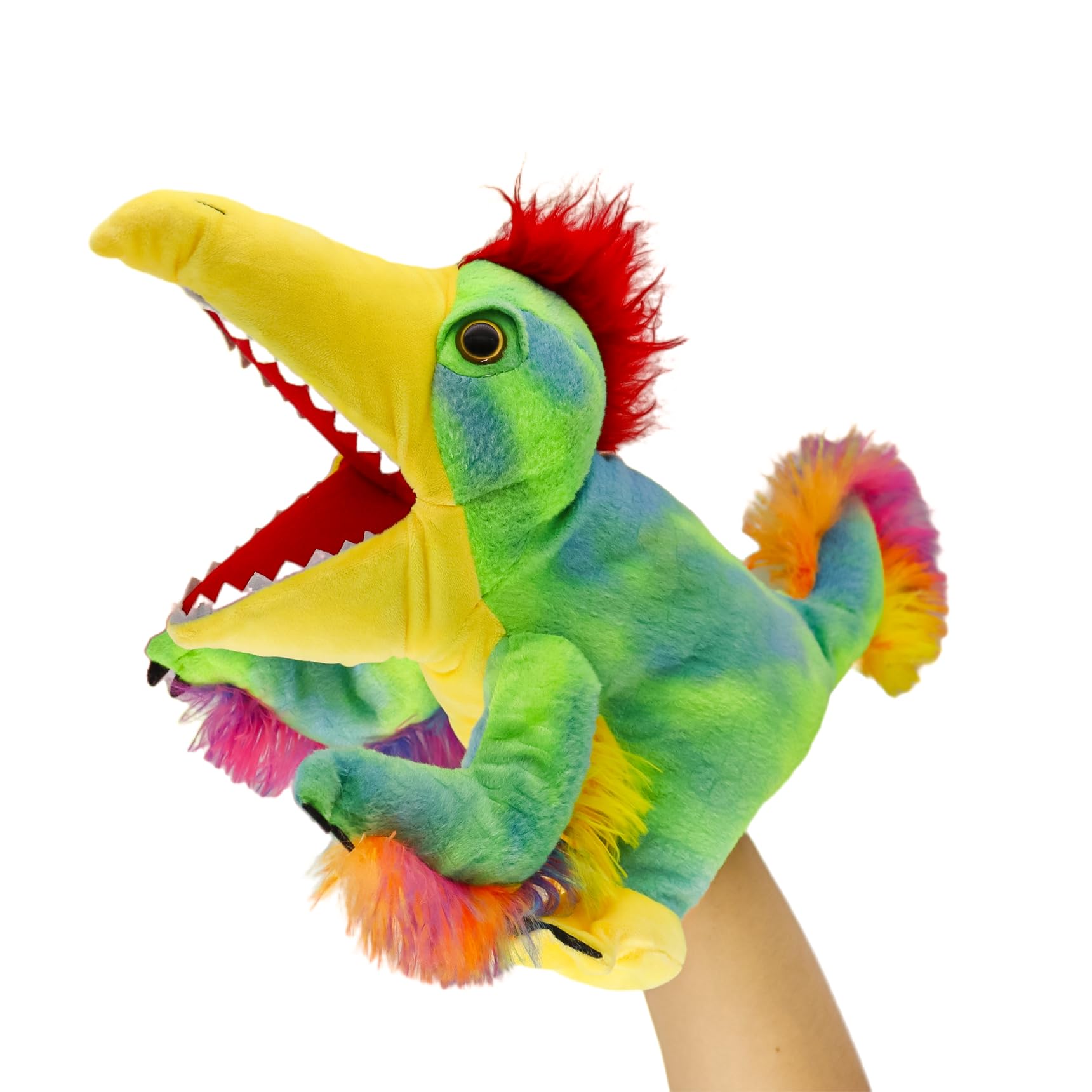 lilizzhoumax Simulation Tail Feather Dinosaur Hand Puppet Plush Toy, Stuffed Animal Plush Dinosaur, Cute Role-Playing, Child Interactive Early Education Toys Home Decoration Gift for Kids — image 1