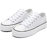 Womens Platform Canvas Shoes Low Top and High Top Canvas Sneakers Lace-up Fashion Casual Shoes for Women