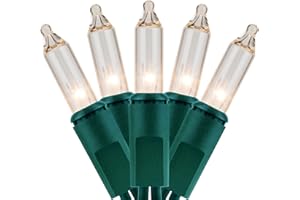YULETIME 200 Clear Christmas Lights with Green Wire, Pack of 2 Strands of 21 ft 100 Count UL Certified Incandescent Mini String Light (Clear - Green Wire)