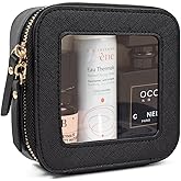 Clear Makeup Bag Small, Mini Travel Cosmetic Case Transparent TSA Approved Toiletry Bag with Zipper Portable Make Up Pouch for Purse Traveling Car Essentials Organizer for Women Men (Mini Black)