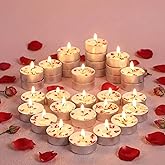 Rose Scented Tealight Candles 16 Pack - 4-Hour Palm Wax White Tea Lights, Plant Dried Flower Tea Lights Candle (Paraffin-Free), Scented Votive Candles for Home/Yoga/Bath/Meditation