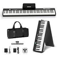 FingerBallet Portable Piano Keyboard, Semi-Weighted Folding Digital Piano 88 Key, Full Size, Wood Grain, Electric Piano Keybo