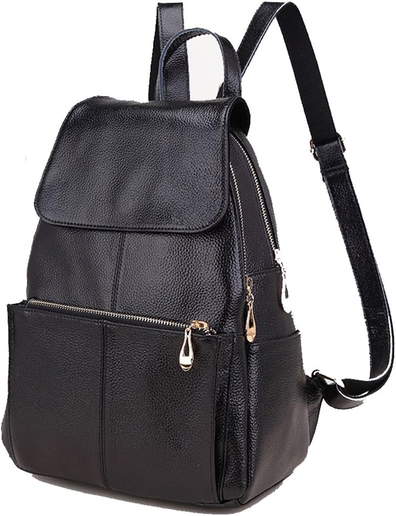 Yaoko Women's New Multi-zippered Fashion Preppy Style Tote Top Handle Bag Backpack Travelling Bag Purse Handbag for Girls (Black)