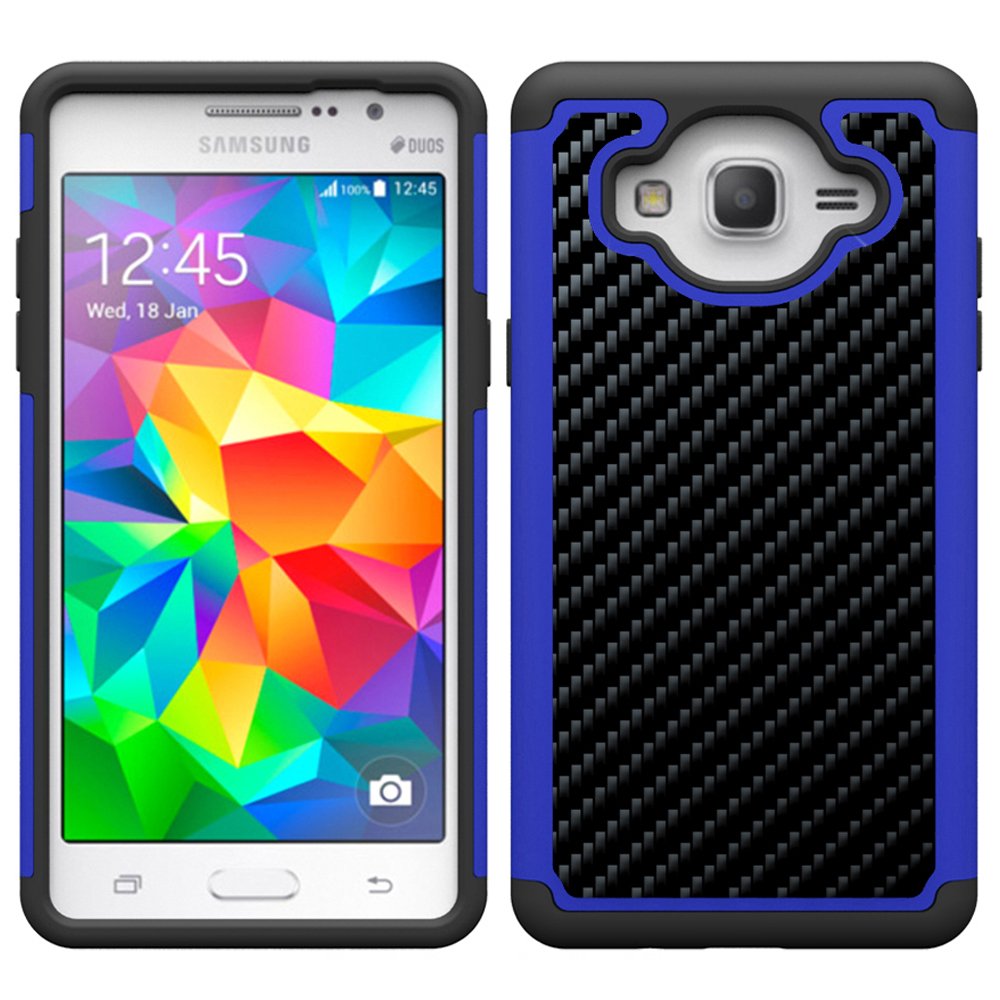 Galaxy ON5 Case, UrSpeedtekLive [Shock Absorption] Dual Layer Heavy Duty Protective Silicone Plastic Case Cover for Samsung Galaxy On5 - Blue