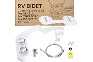 Terapaton RV Bidet Toilet Seat Attachment, RV Bidet for Camper Toilet with Dual Nozzles, Self/Rear/Front Cleaning, Non-Electr