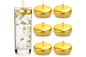 XIANGPENG 3 inch Floating Candles Bulk,12Pack Dripless Wax Unscented Wax 13-15Hours Burning, Wedding Party Candles,for Centerpieces Suitable for Cylindrical Vases,Swimming Pool,Restaurant Decoration（Gold）