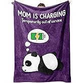 Craftique Funny Gifts for Mom Birthday Valentines Day - Mom's Charging Blanket- New Mom Gifts for Women, Super Soft Blanket Throw for Napping Travel, 60”×50”