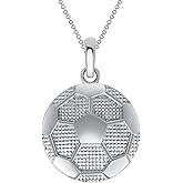 Sterling Silver Large Flat Soccer Ball Pendant Necklace, Sports Charms For Men And Women, Hip Hop Jewelry And Soccer Gifts For Men On Birthday, Made In USA