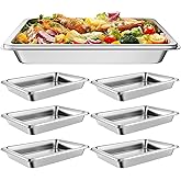 Hotel Pans Full Size 2.5" Deep, Restaurant Supplies Stainless Steam Table Pans 1/1 Size 22 Gauge Commercial Food Pans, 6 Pack Anti Catering Pans