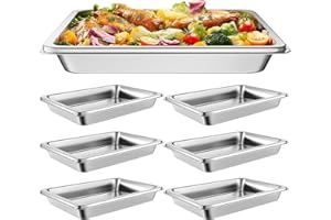 VECKYJL Hotel Pans Full Size 2.5" Deep, Restaurant Supplies Stainless Steam Table Pans 1/1 Size 22 Gauge Commercial Food Pans, 6 Pack Anti Catering Pans