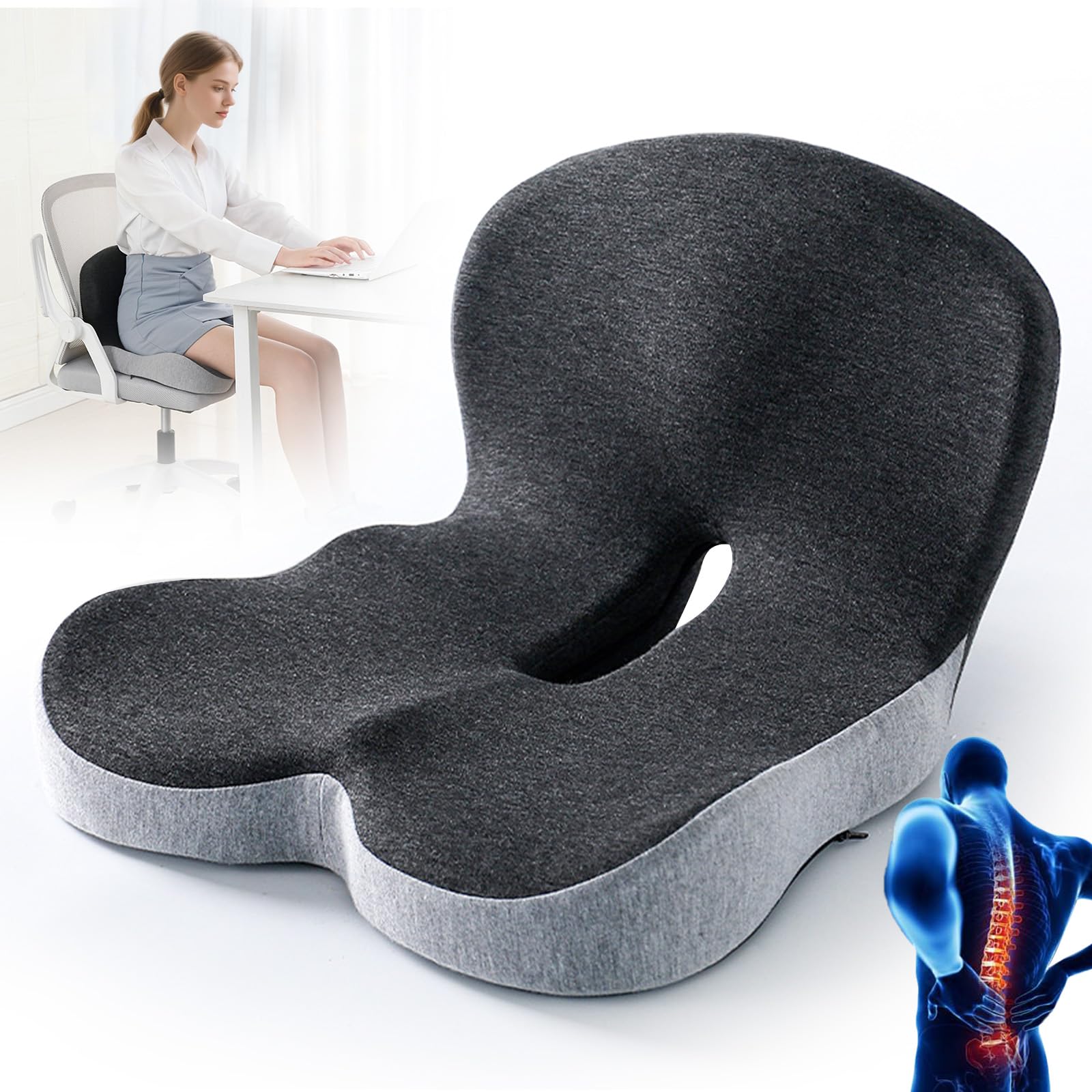 Photo 1 of MQN Memory Foam L-Shaped Integrated Seat Cushions Non Slip Memory Foam Seat Skin with Back Support Car Cushions for Driving