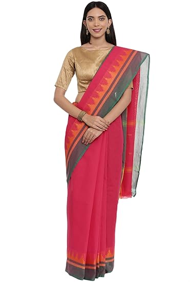Womens Chettinad Pure Cotton Saree With Blouse Piece (CCOPSC12586_Red)