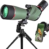 Gosky Spotting Scope, 20-60x60 Spotting Scopes for Target Shooting & Hunting & Bird Watching, BAK4 High Definition, Angled Spotter Scope with Tripod, Phone Adapter, Carrying Bag