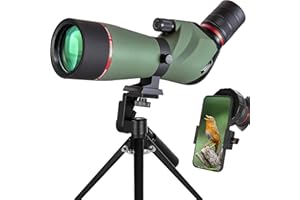 Gosky 20-60x60 HD Spotting Scope with Tripod & Phone Adapter - Waterproof, BAK4, 45° Angled Eyepiece, for Bird Watching, Wild