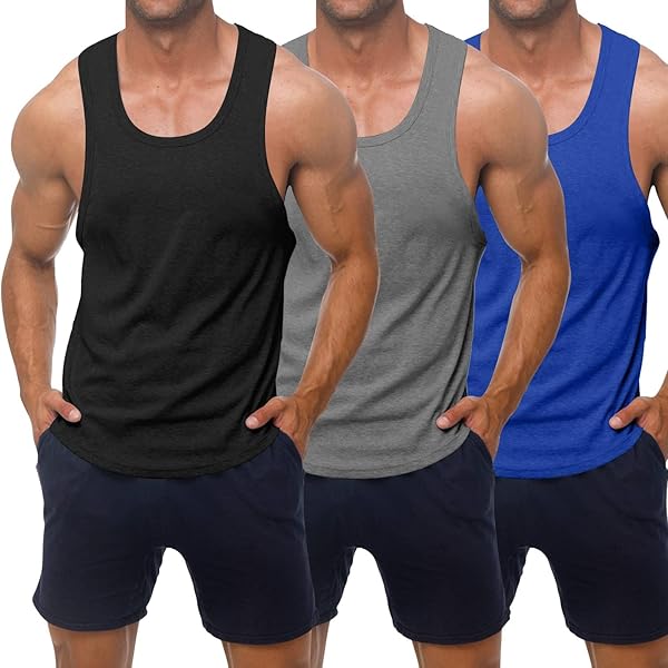 KAWATA MEN’S 3 PACK DRY FIT WORKOUT TANK...