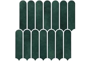 COMSTICKC 10 Pcs Matte Dark Green Peel and Stick Tiles for Wall, 12"X12" Ultralight PVC Wall Panels 3D Fish Scale Stick on Ti