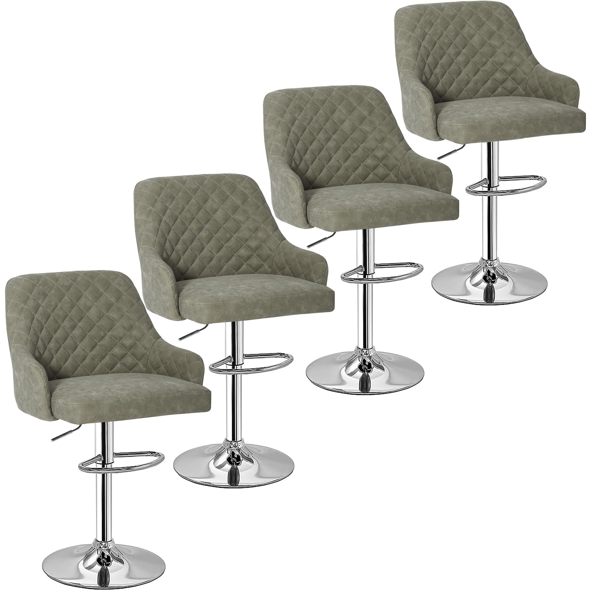 Photo 1 of **PARTIAL SET**ONLY 2 CHAIRS** VECELO Bar Stools Set of 4, Adjustable Bar Stools with Back, Bar Height Stools for Kitchen Counter
