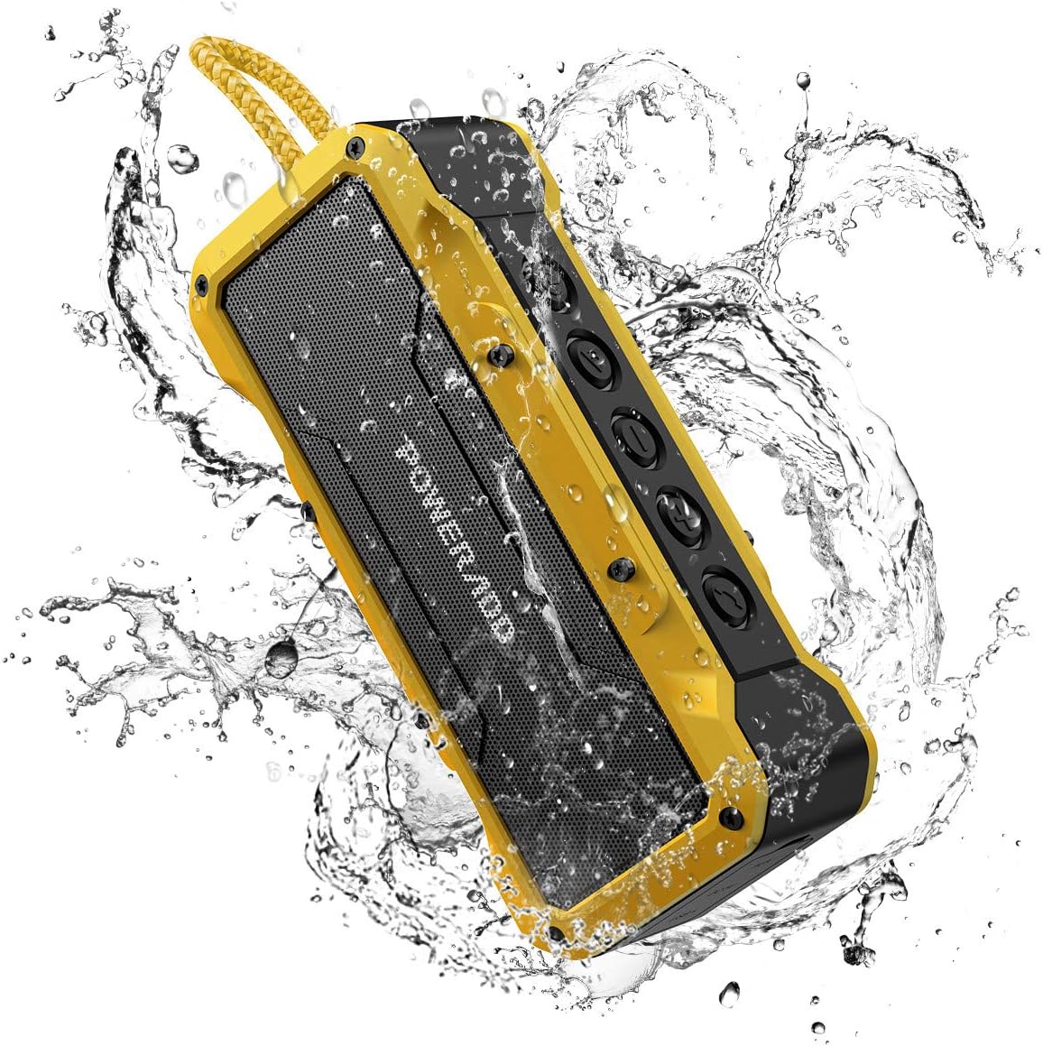 POWERADD MusicFly II 36W Portable Wireless Bluetooth Speakers, IPX7 Waterproof Bluetooth Speaker with Enhanced Bass, Built-in Mic for Home, Outdoors, Travel (Yellow)