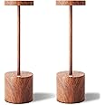 TBBGA LED Cordless Table Lamps Set of 2,Portable Rechargeable 5000mAh Outdoor Table Lamp,3 Color Stepless Dimming Battery Powered Lamp, Table Light for Outside/Patio/Restaurant/Home.(Wood Grain)