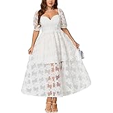 EYWOL Women's Cocktail Formal Guest Dresse 3D Lace Sweetheart Neckline A Line Maxi Dresses