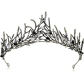 Makone Baroque Halloween Crown Black Queen Crown for Women,Vintage Tiaras with Gemstones Party Gothic Headpiece Halloween Tiara