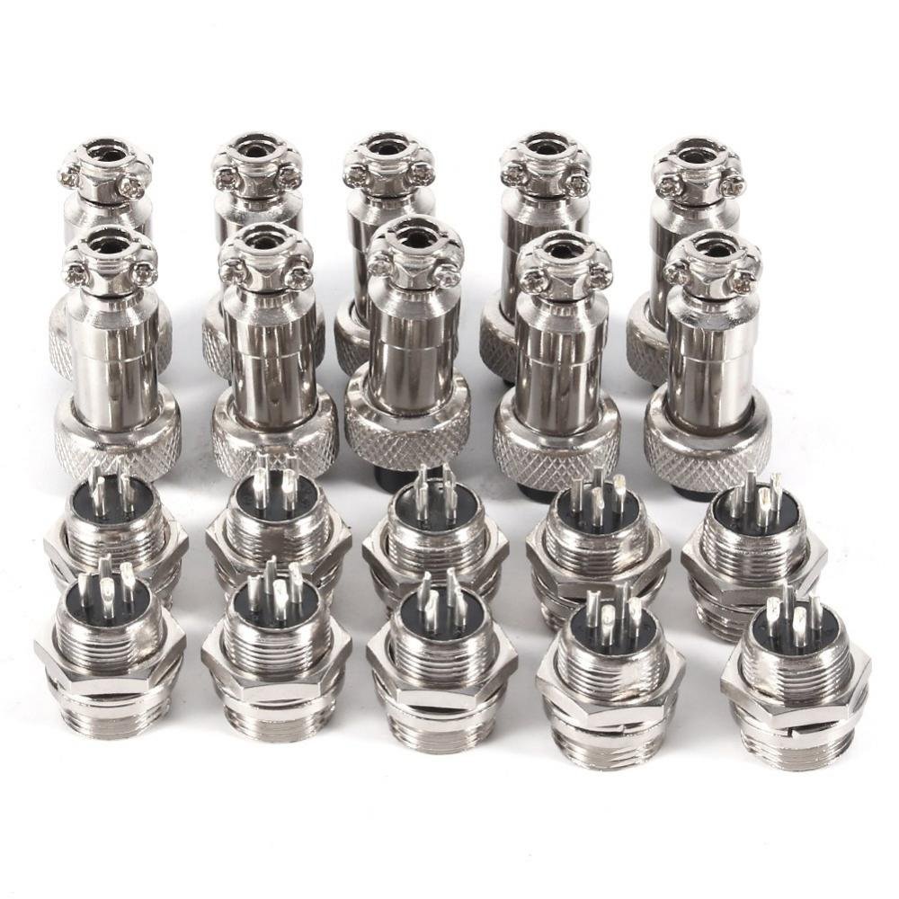 10 Set GX12 Aviation Plug Socket 4 Pin 12mm Male Female Panel Metal Aviation Wire Connector Plug