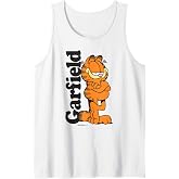 Garfield Leaning Against Logo Cartoon Cat Tank Top