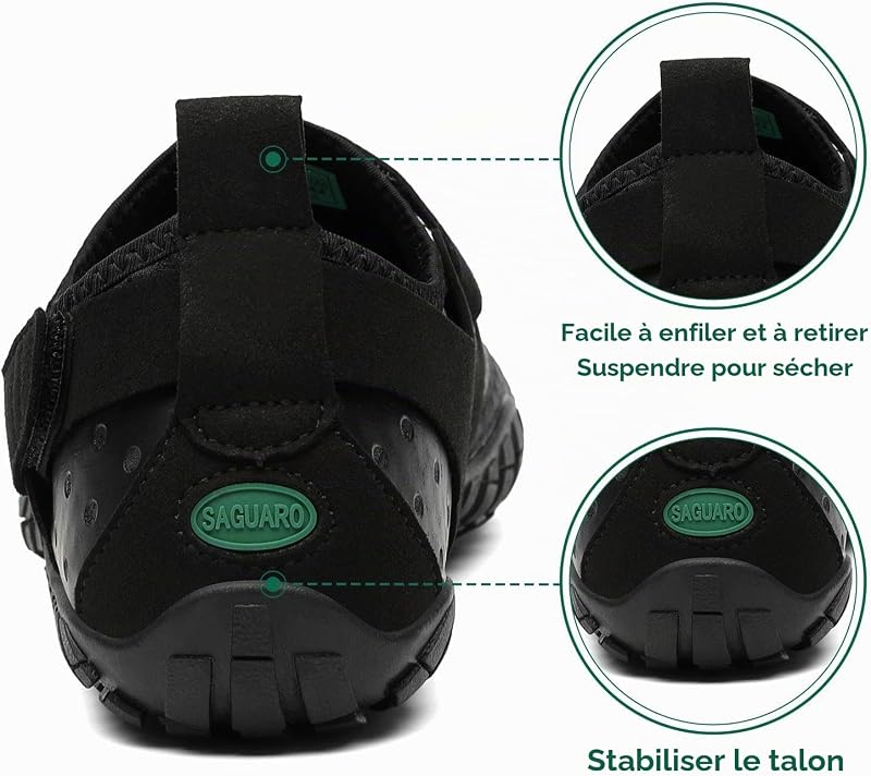 Chaussure Minimaliste Homme Barefoot Shoes Femme Légère Randonnée Chaussures de Trail Running Outdoor Fitness Barefoot Shoes avec Semelle Zero Drop Nuit Noire,GR.41